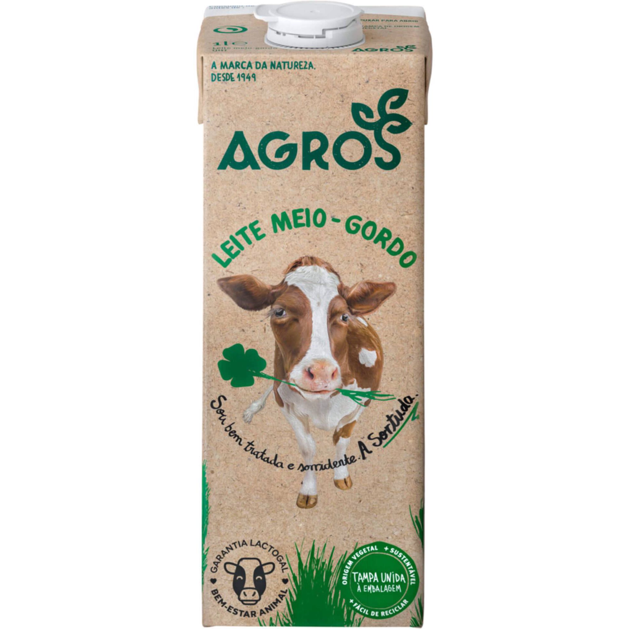 Leite UHT Meio Gordo Agros