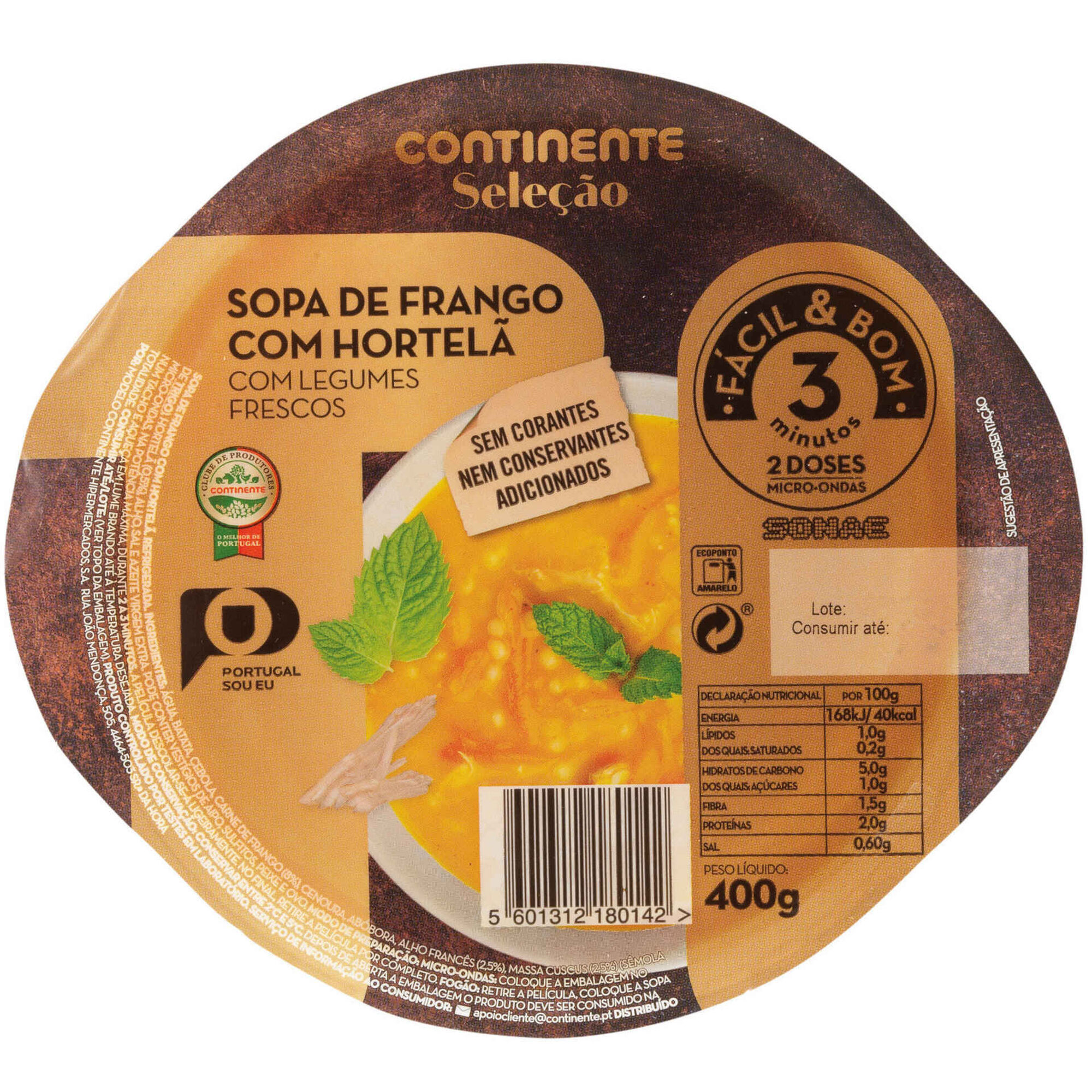 Sopa de Frango com Hortelã