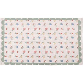 Tapete Algod&atilde;o 60x90cm Flores Cru Kasa