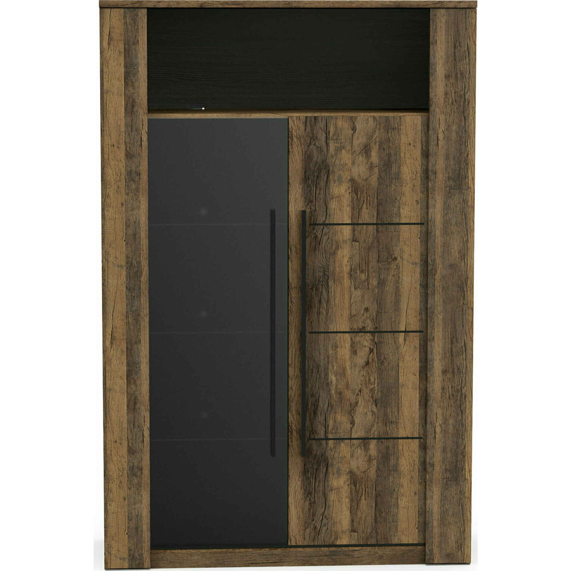 Móvel Alto com 1 Porta Vidro 114x40x176cm Carvalho Mónaco