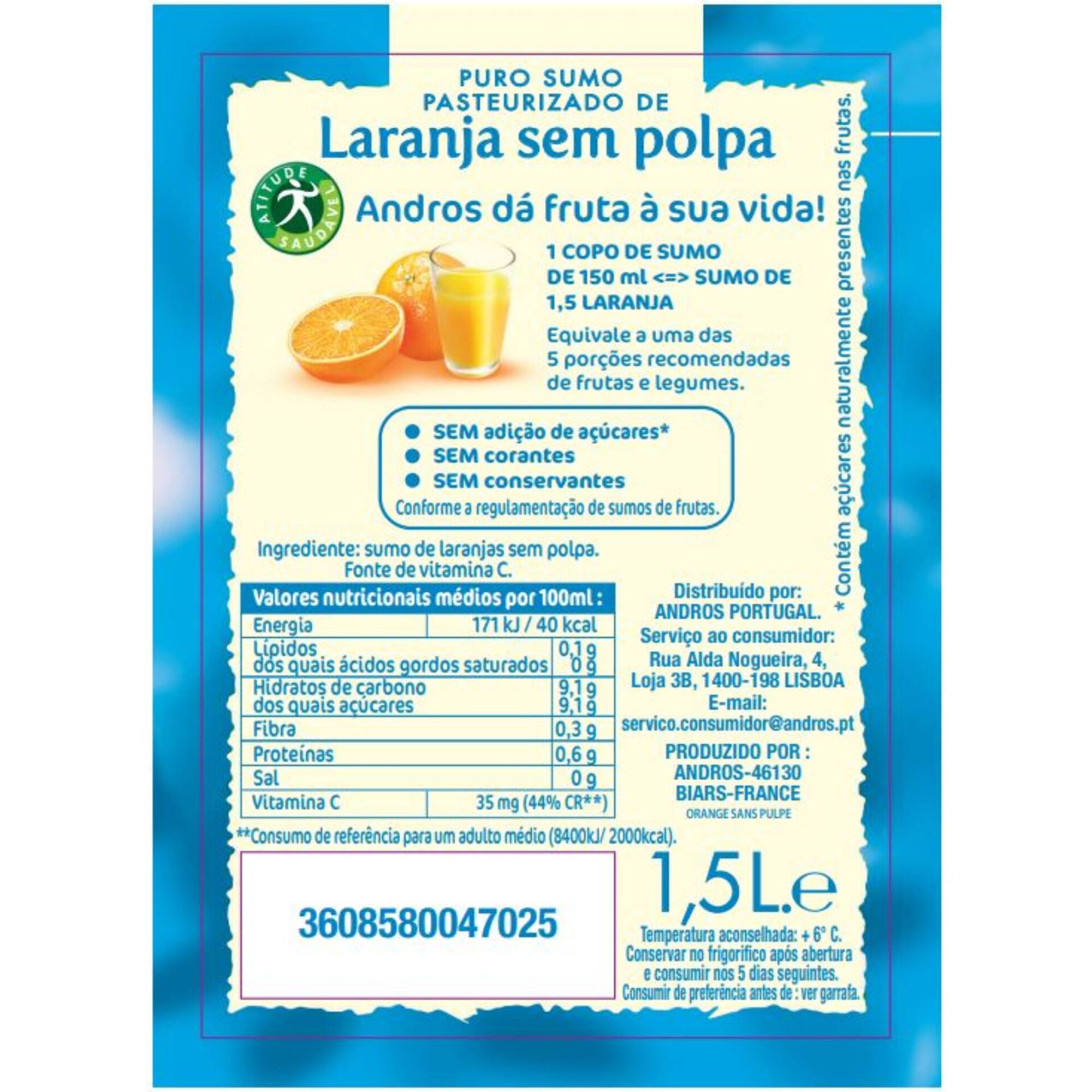 Sumo 100% Laranja sem Polpa