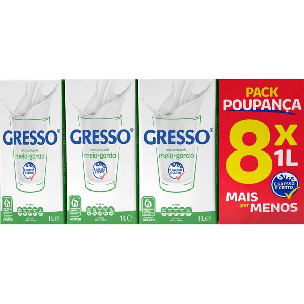 Leite UHT Meio Gordo Gresso