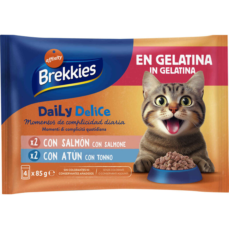 Comida Húmida para Gato Adulto Salmão e Atum em Gelatina Affinity Brekkies