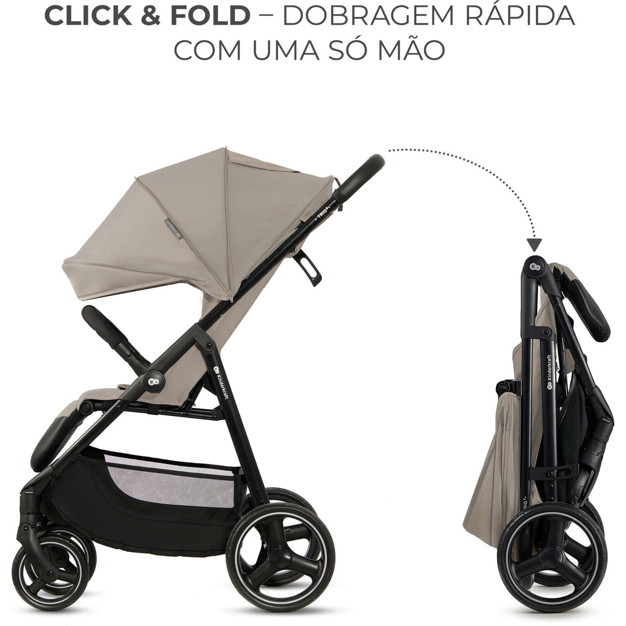 Carrinho de Passeio Trig 3 Stone Bege Kinderkraft