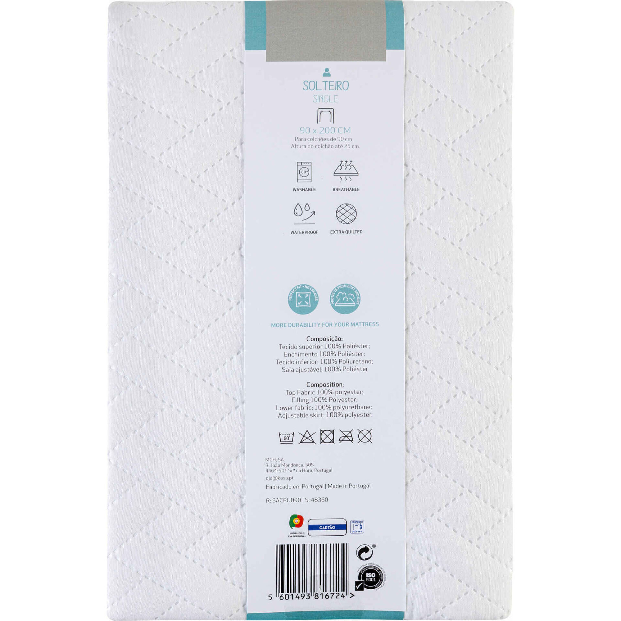Protetor de Colch&atilde;o Imperme&aacute;vel e Respir&aacute;vel Extra Acolchoado Kasa