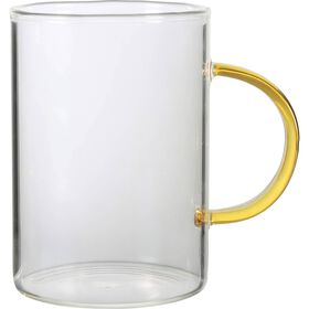 Caneca Vidro 300ml com Asa Amarela