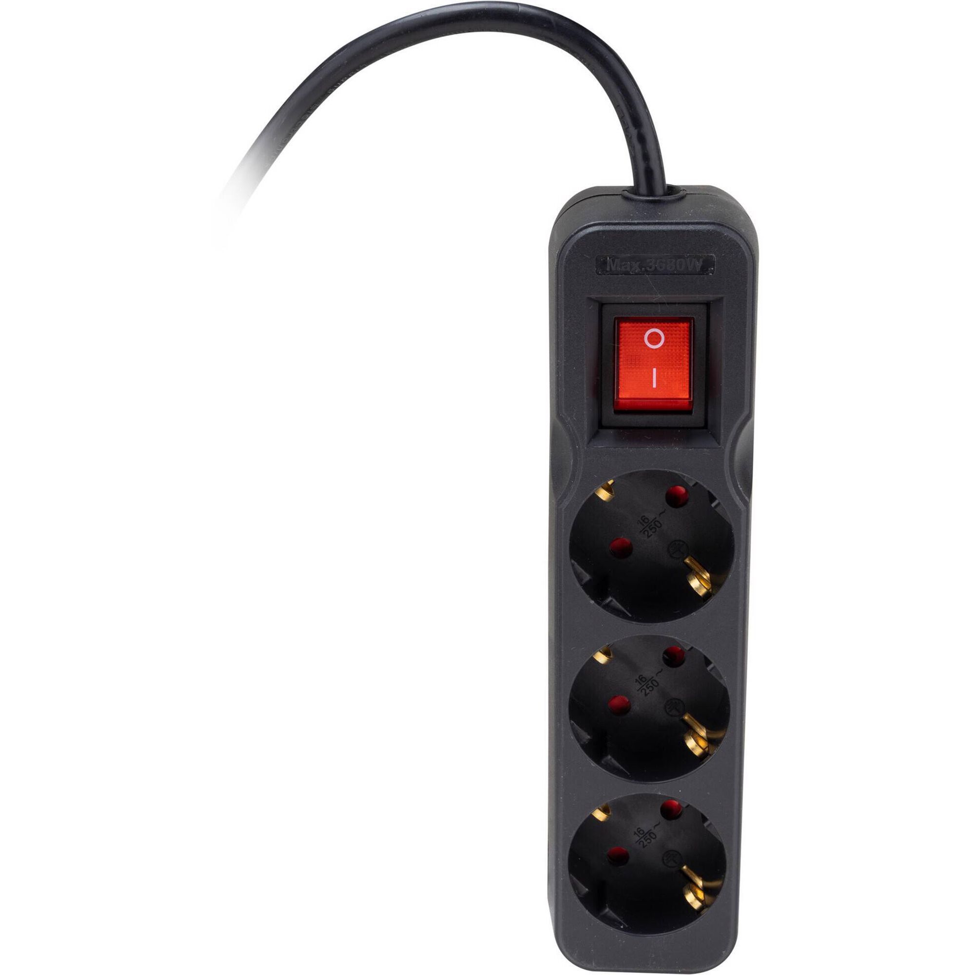 Bloco  3 Tomadas com Interruptor Preto Boost