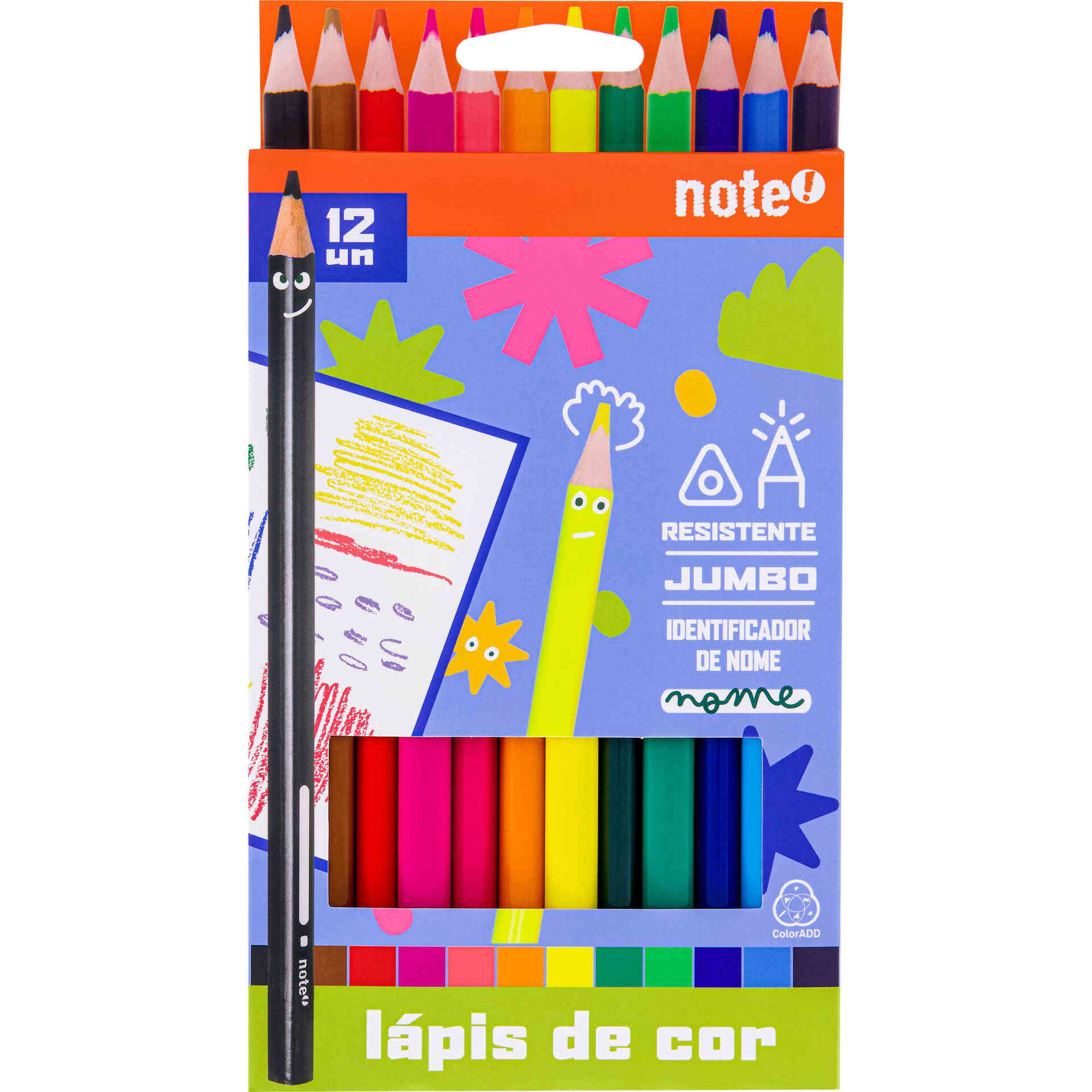 Conjunto 12 L&aacute;pis de Cor Jumbo Note!