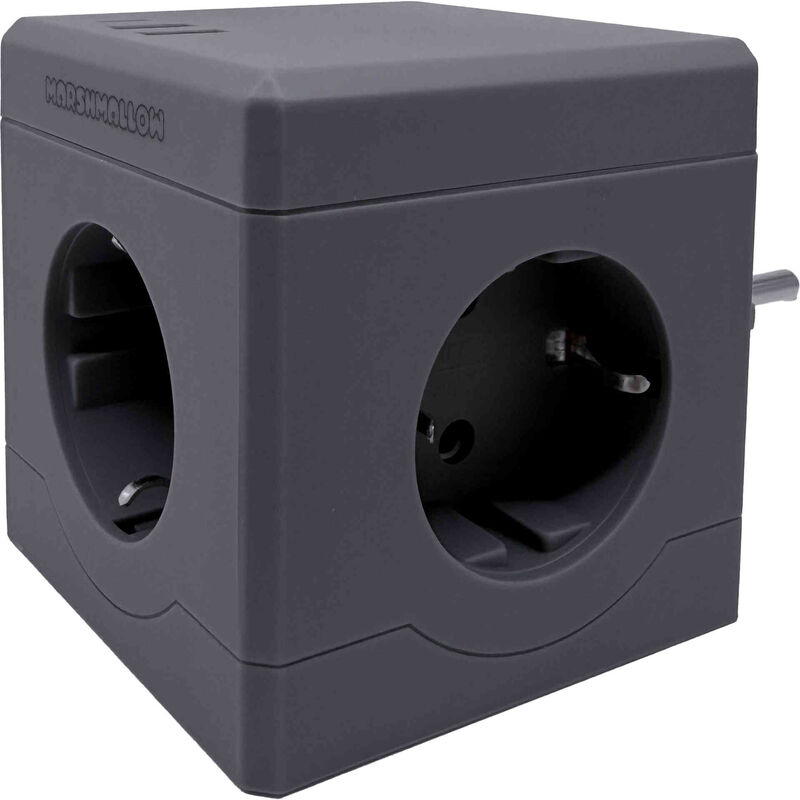 Ficha com 3 Tomadas, 1 USB e 1 Type C Cinza Marshmallow