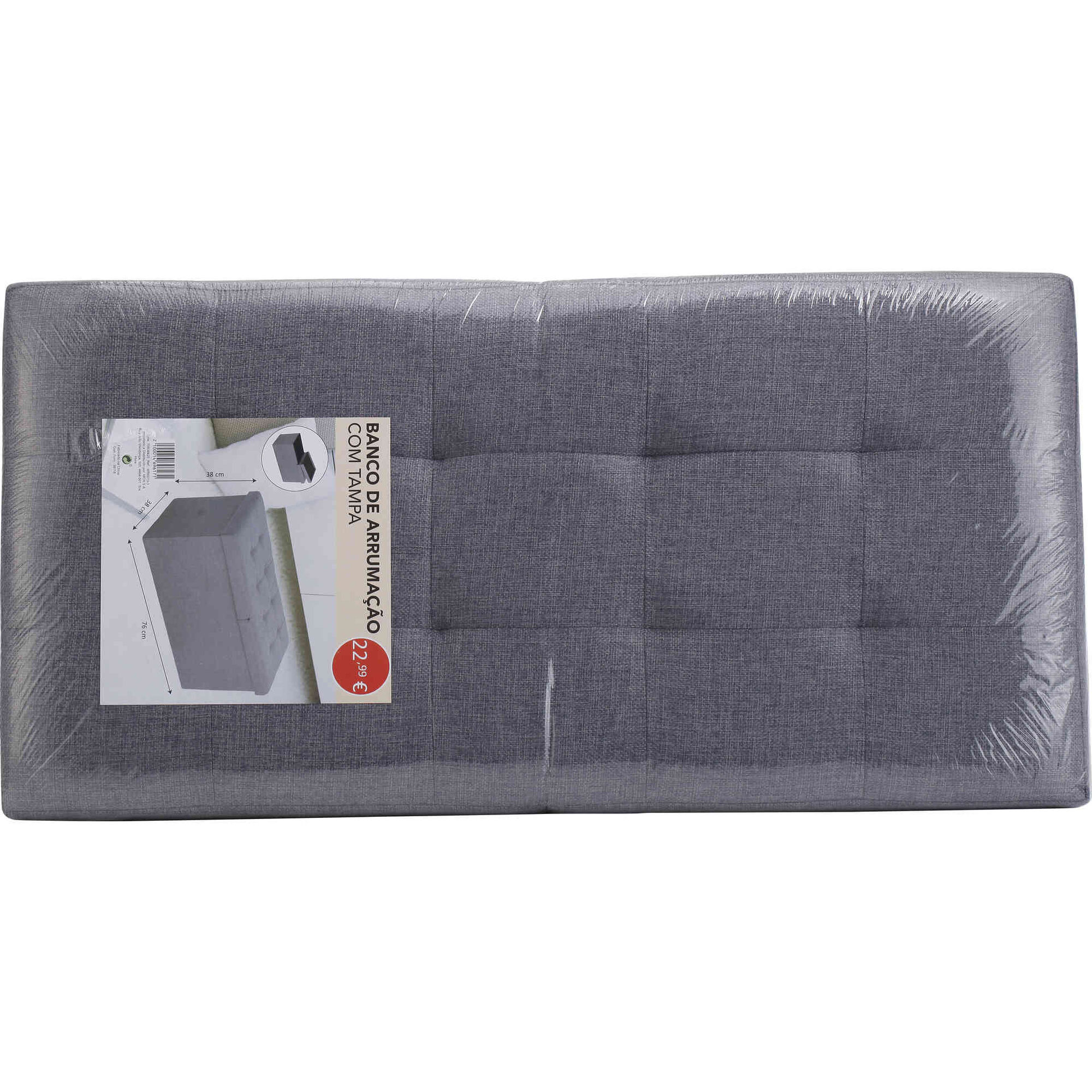 Banco de Arruma&ccedil;&atilde;o com Tampa 76x38x38cm Cinza Bazar&atilde;o
