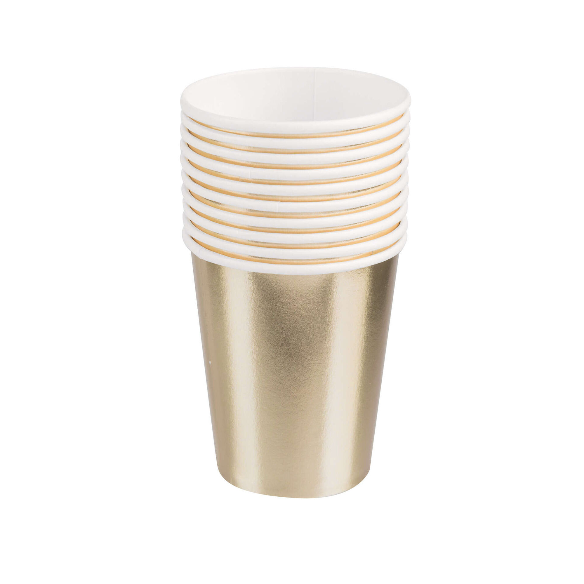 Copos &Aacute;gua Papel 26cl Dourados