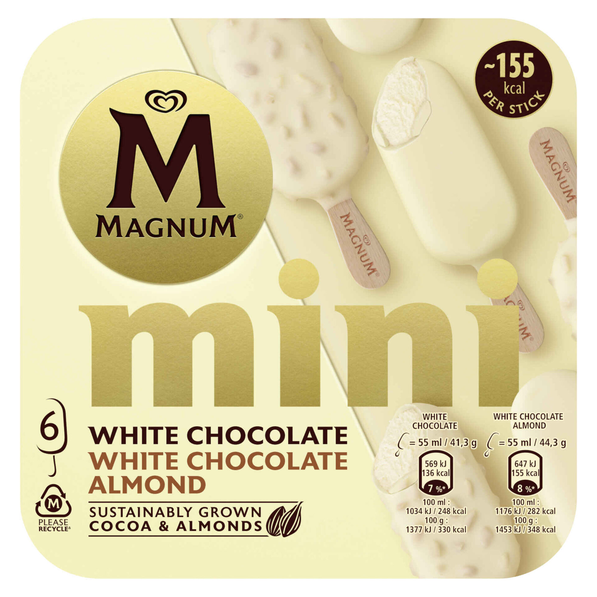 Gelado Mini Chocolate Branco e Amêndoa Gelado Mini Chocolate Branco e Amêndoa