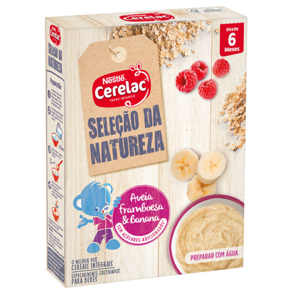 Papa Infantil Láctea Aveia, Framboesa e Banana Seleção da Natureza +6M Cerelac