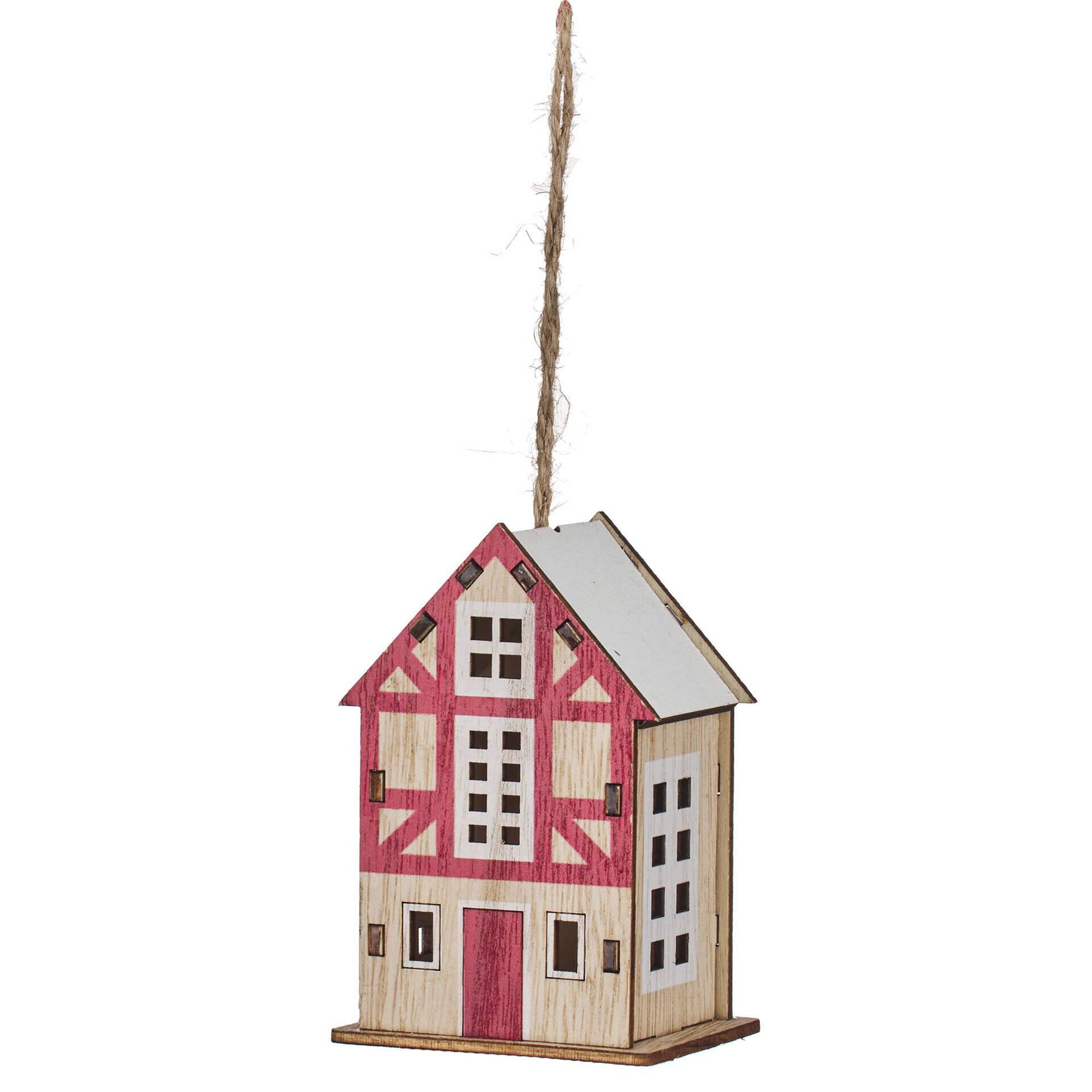 Ornamento Casinha com Luz Madeira