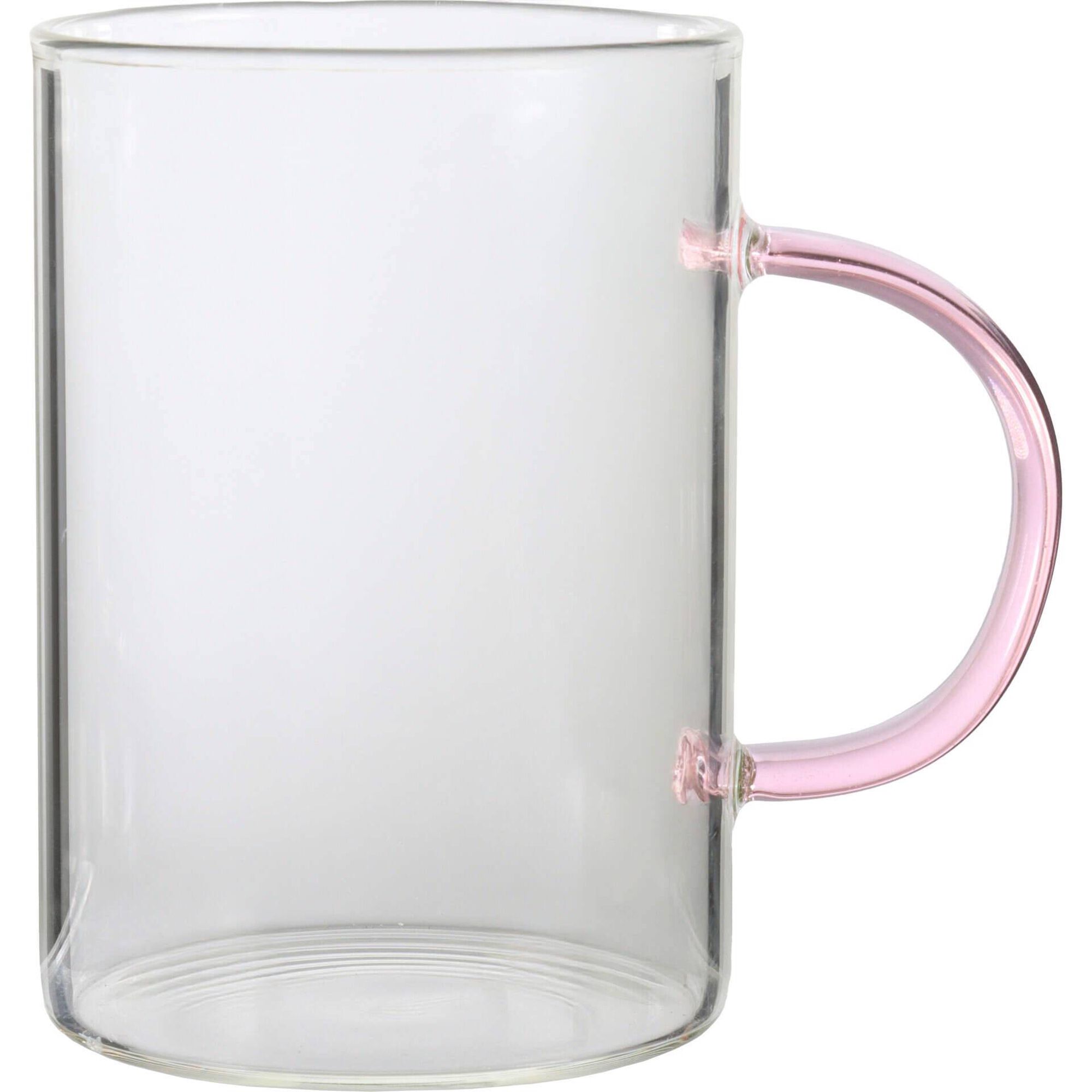 Caneca Vidro 300ml com Asa Rosa