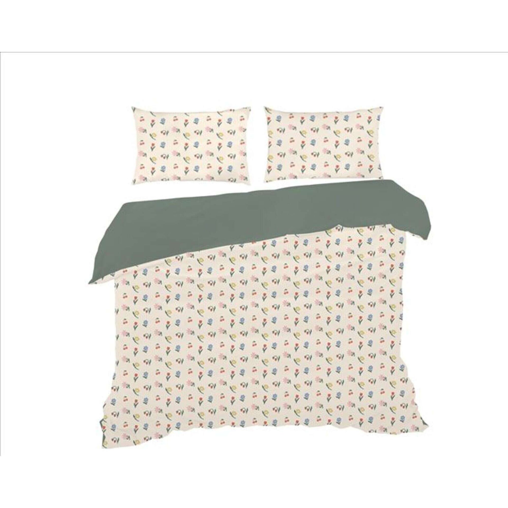 Conjunto Capa Edred&atilde;o Algod&atilde;o 240x220cm Flores Kasa