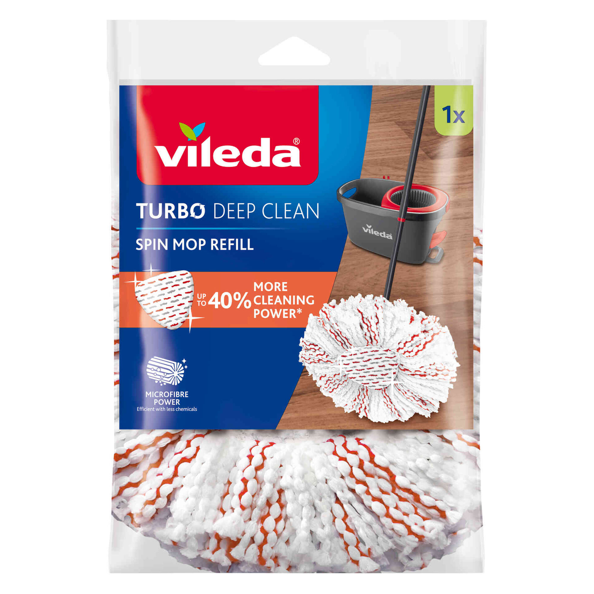 Recarga Esfregona Microfibras Balde com Pedal Deap Clean Vileda