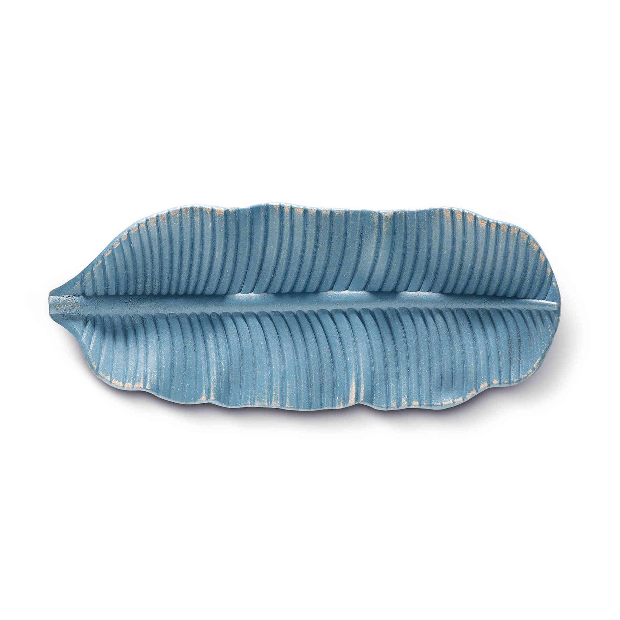 Tabuleiro Decorativo Folha Madeira 36x15cm Azul Malibu Tabuleiro Decorativo Folha Madeira 36x15cm Azul Malibu