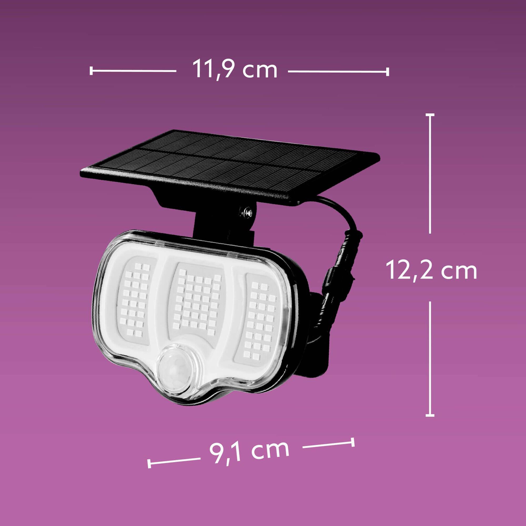 Foco de Parede Solar com Sensor Preto Boost