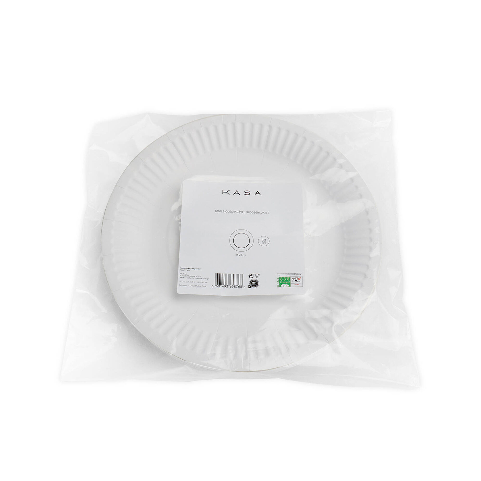 Conjunto 50 Pratos Refeição Papel Branco 23cm