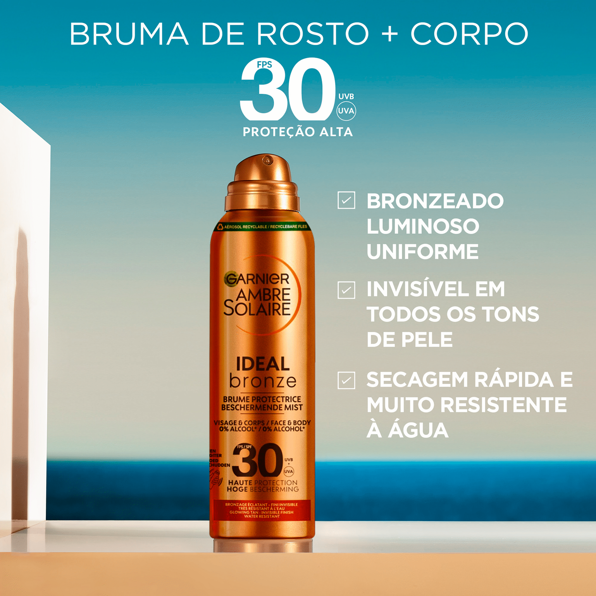 Bruma de Rosto e Corpo Ideal Bronze FPS 30 Garnier Ambre Solaire