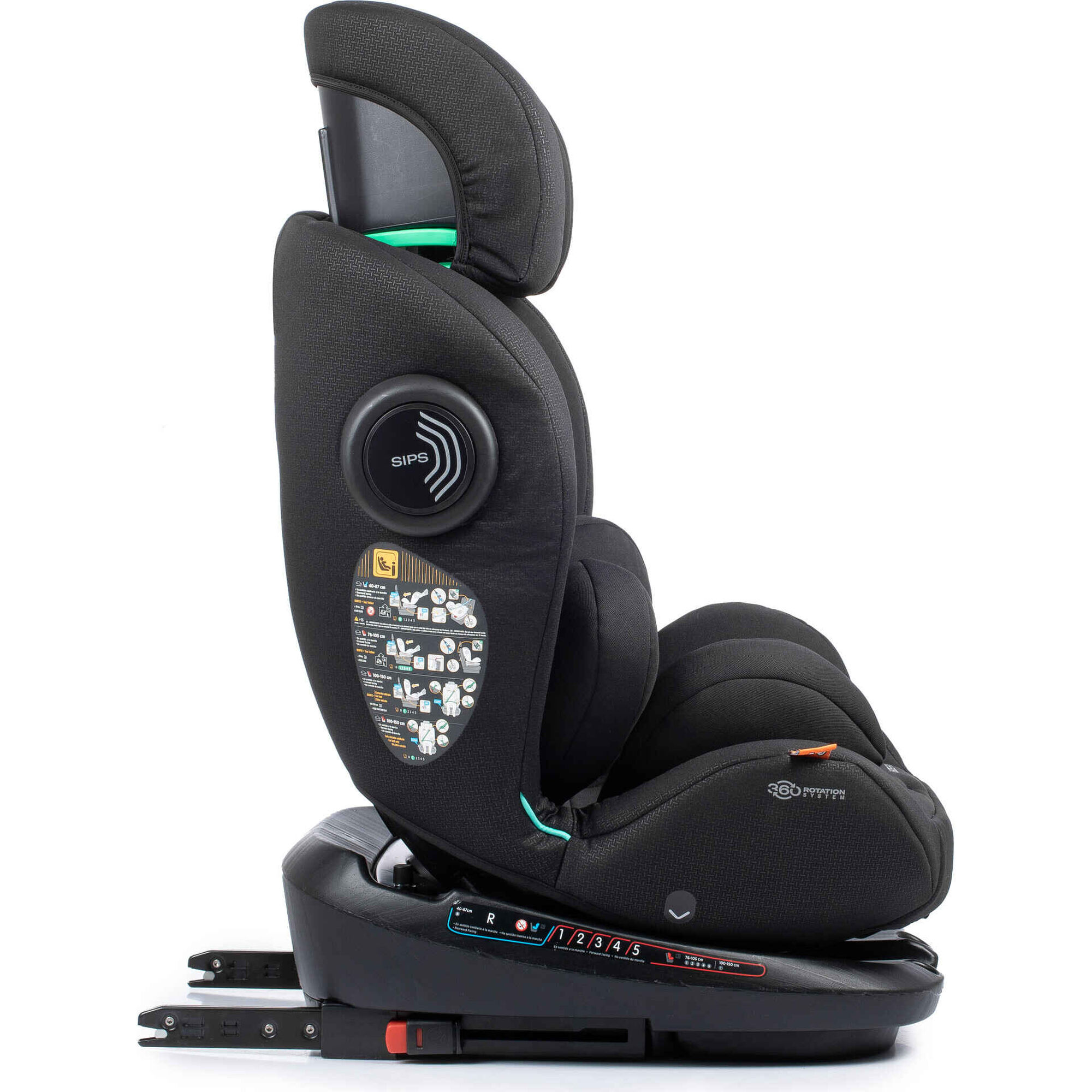 Cadeira Auto I-Size 40-150cm Isofix Rotativa Torna Fix Preto