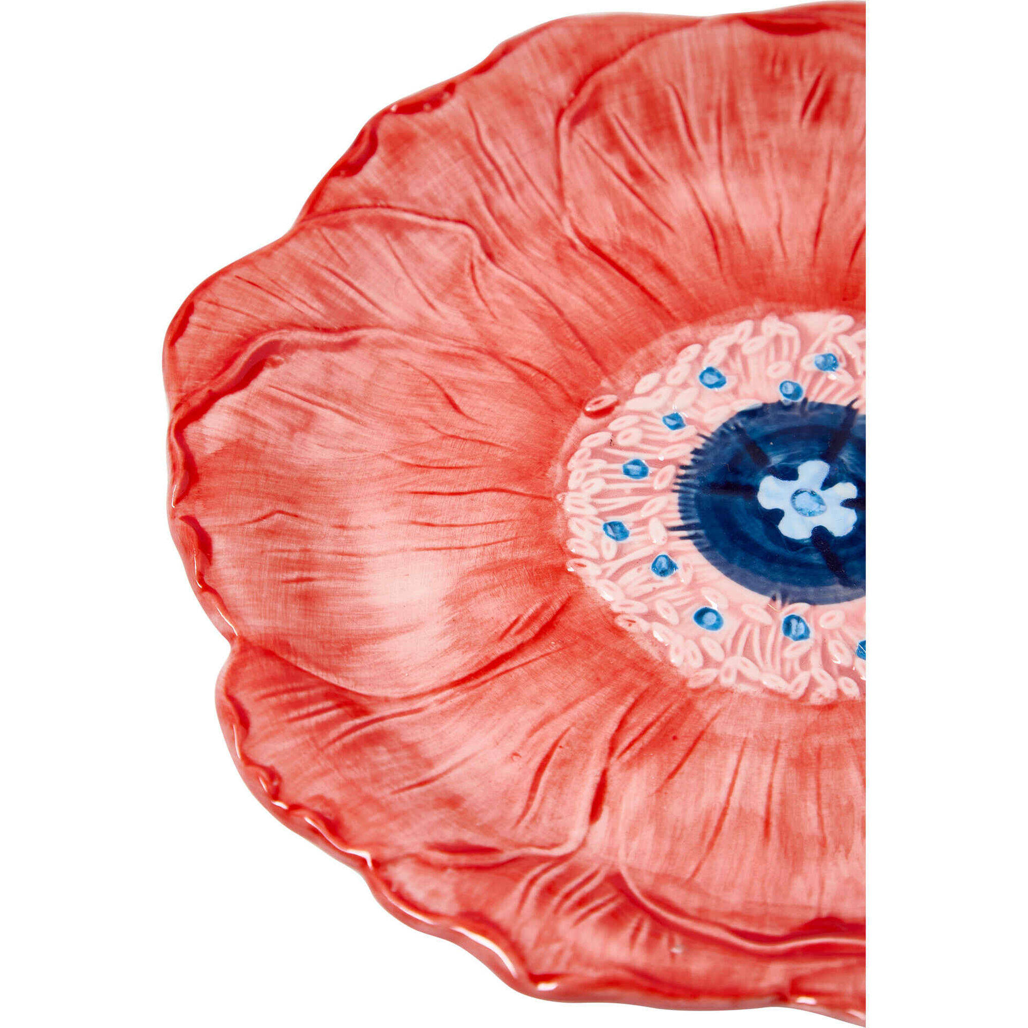 Prato Flor Vermelho com Centro Azul Kasa