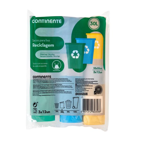 Sacos Lixo Reciclagem 30 lt Continente