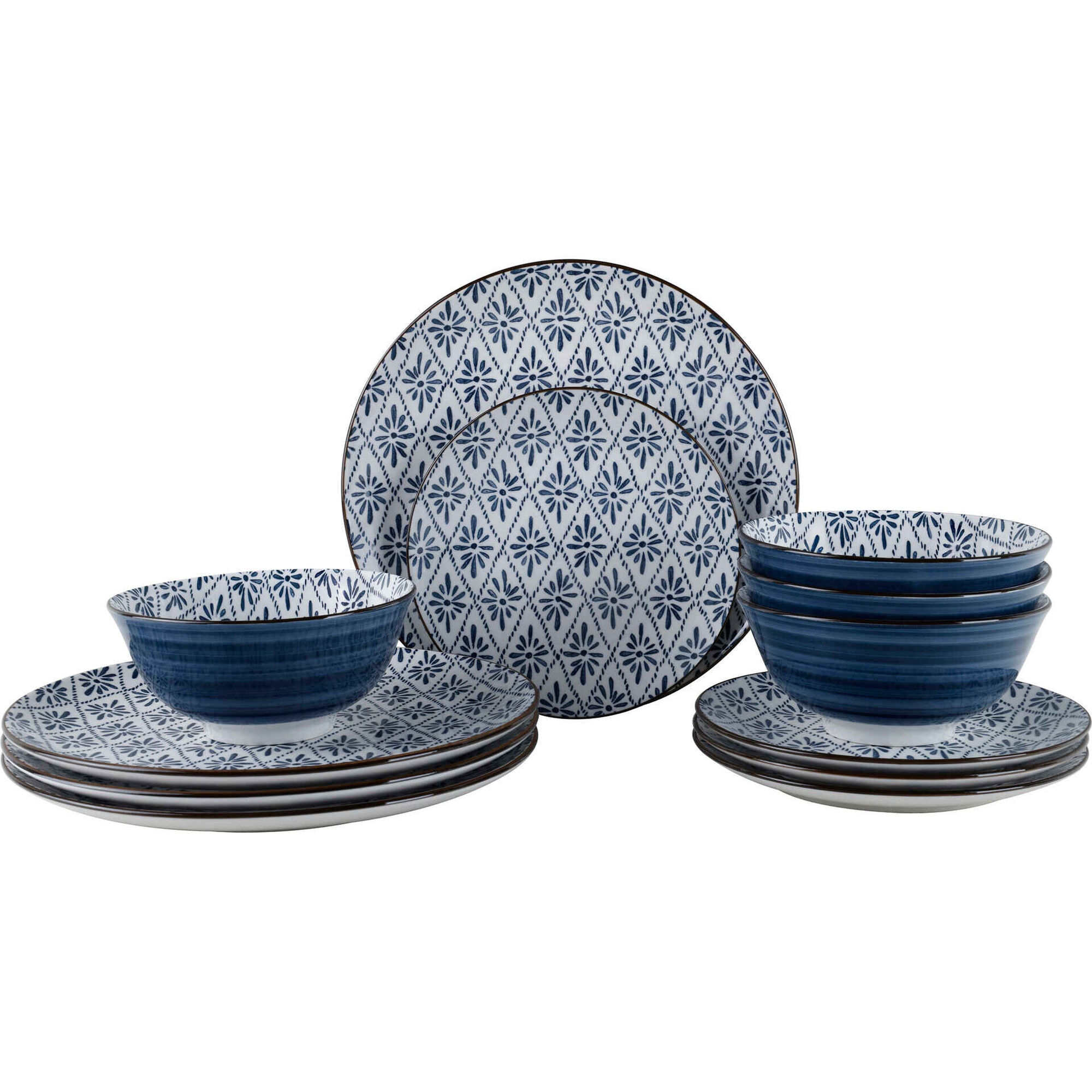 Servi&ccedil;o 4 Pessoas Porcelana Azul Kasa
