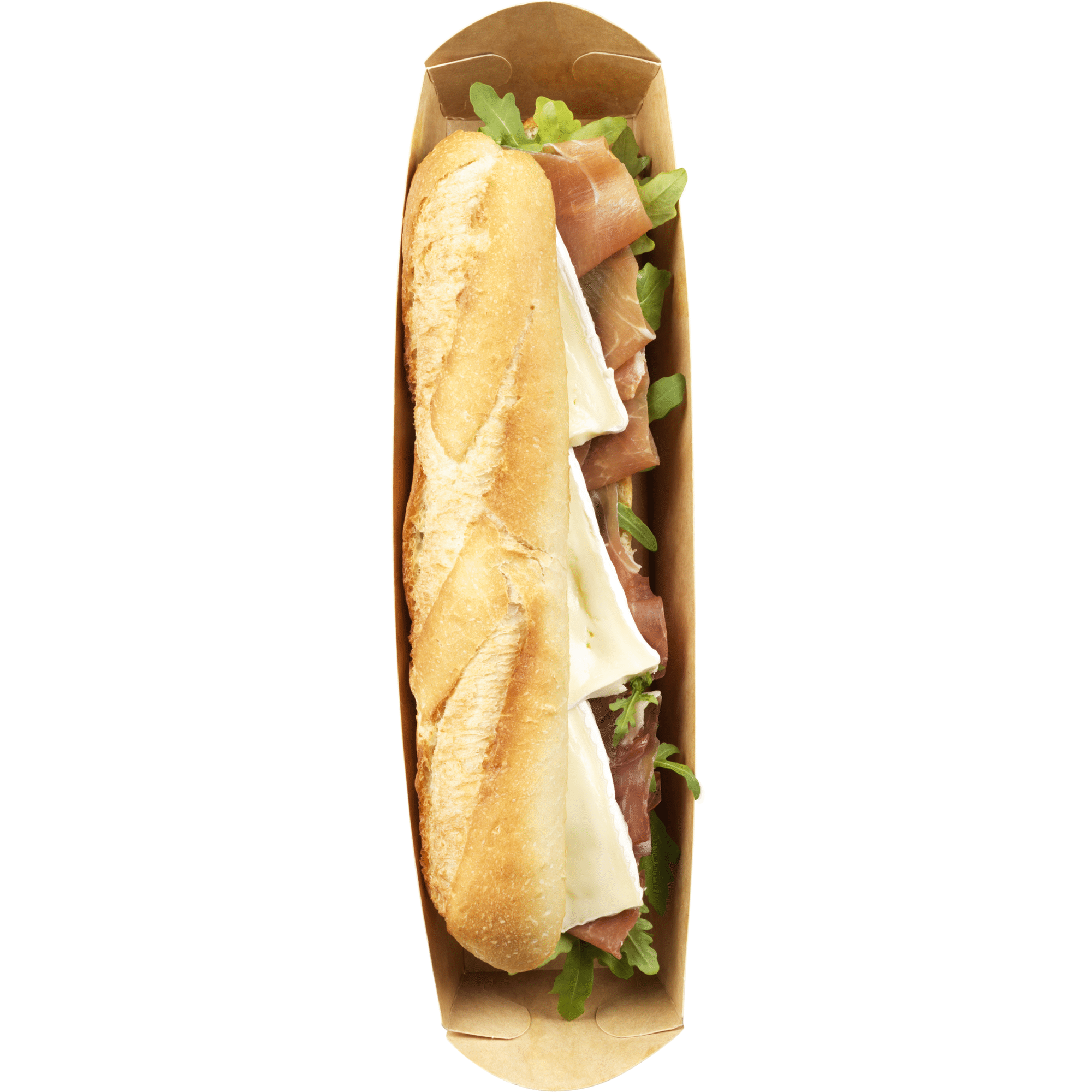 Baguete de Queijo Brie, Presunto e Rúcula Baguete de Queijo Brie, Presunto e Rúcula