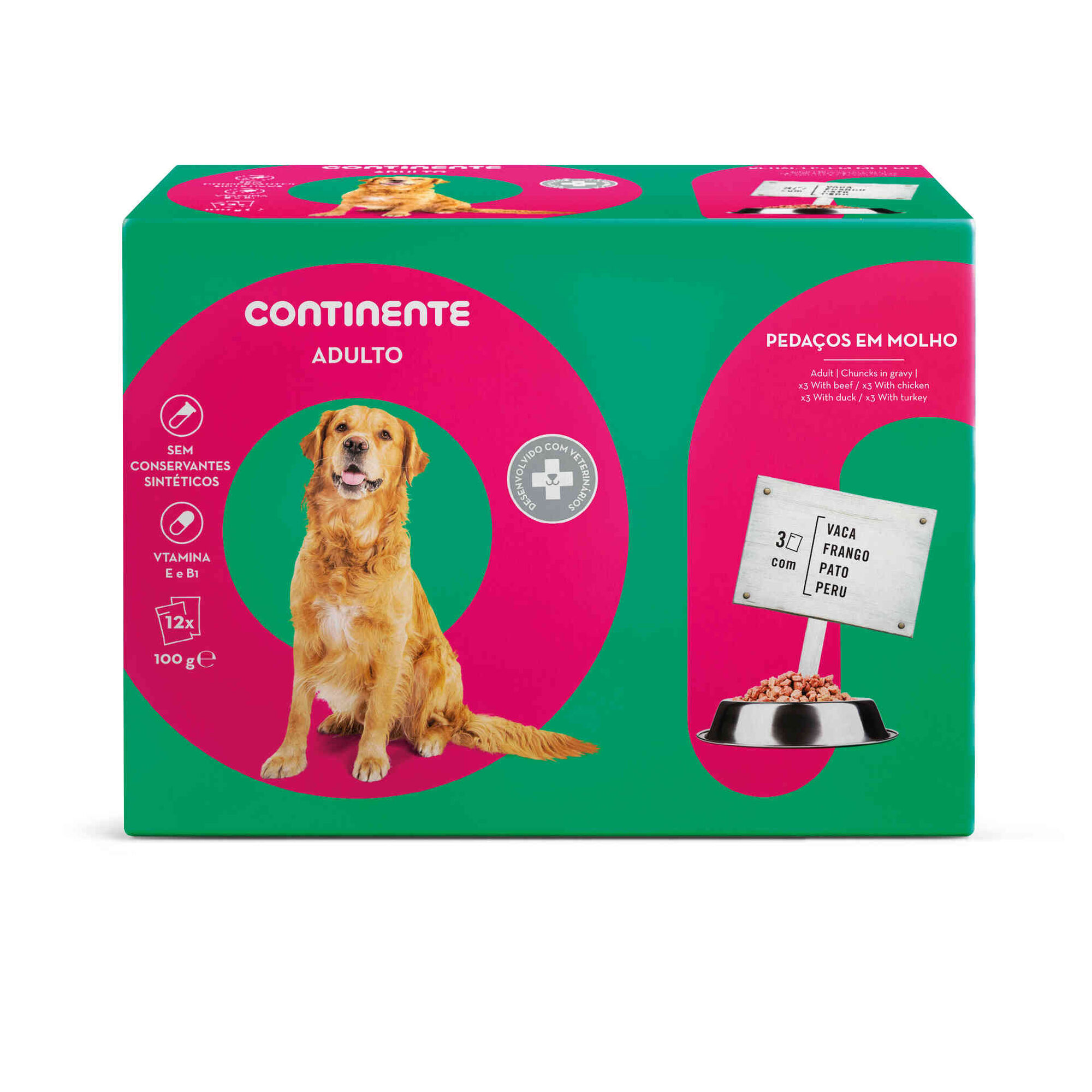Comida Húmida para Cão Adulto Mistura Carne e Legumes Saquetas Pack Poupança