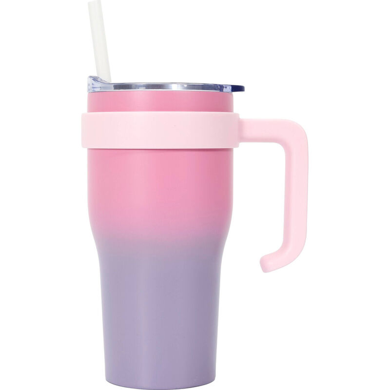 Caneca Térmica 600ml Rosa e Roxo Aço Inoxidável Kasa