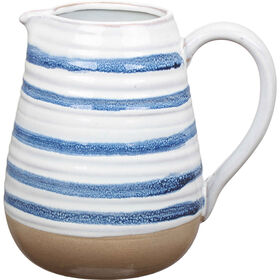 Jarra com Asa 18cm Riscas Azuis e Brancas