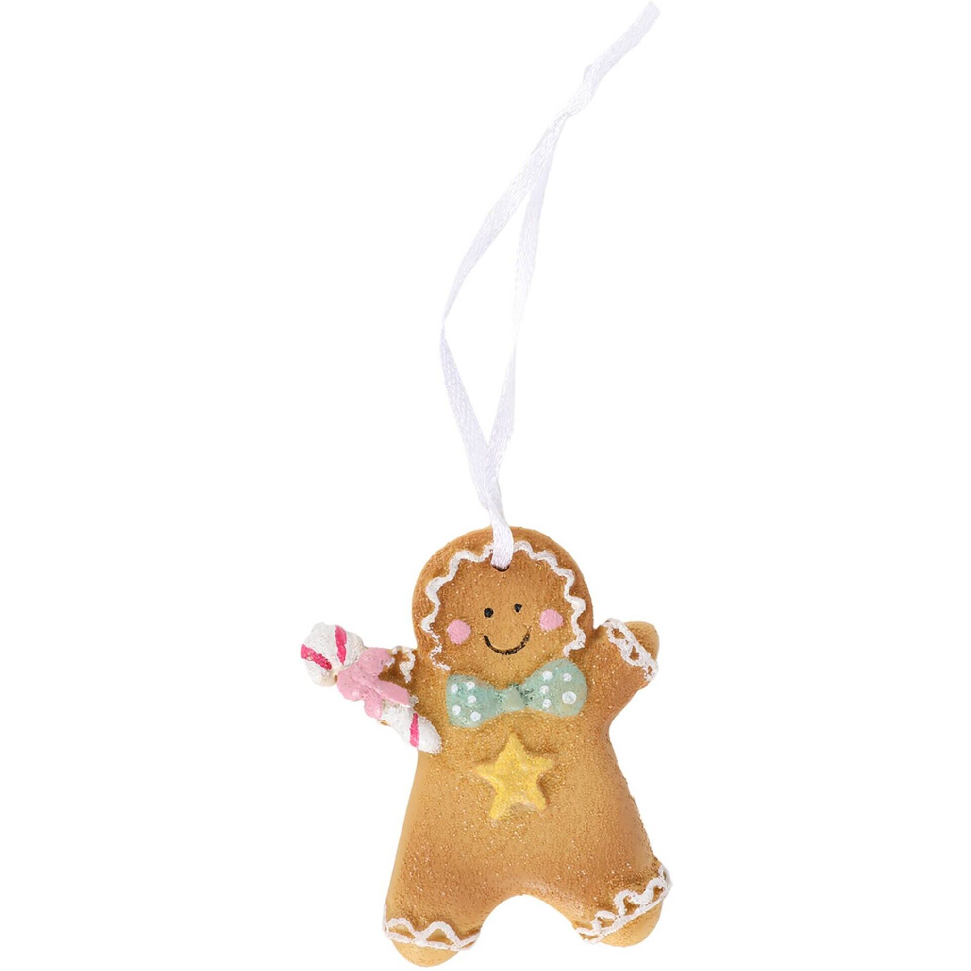 Ornamento Boneco com Estrela Gingerbread