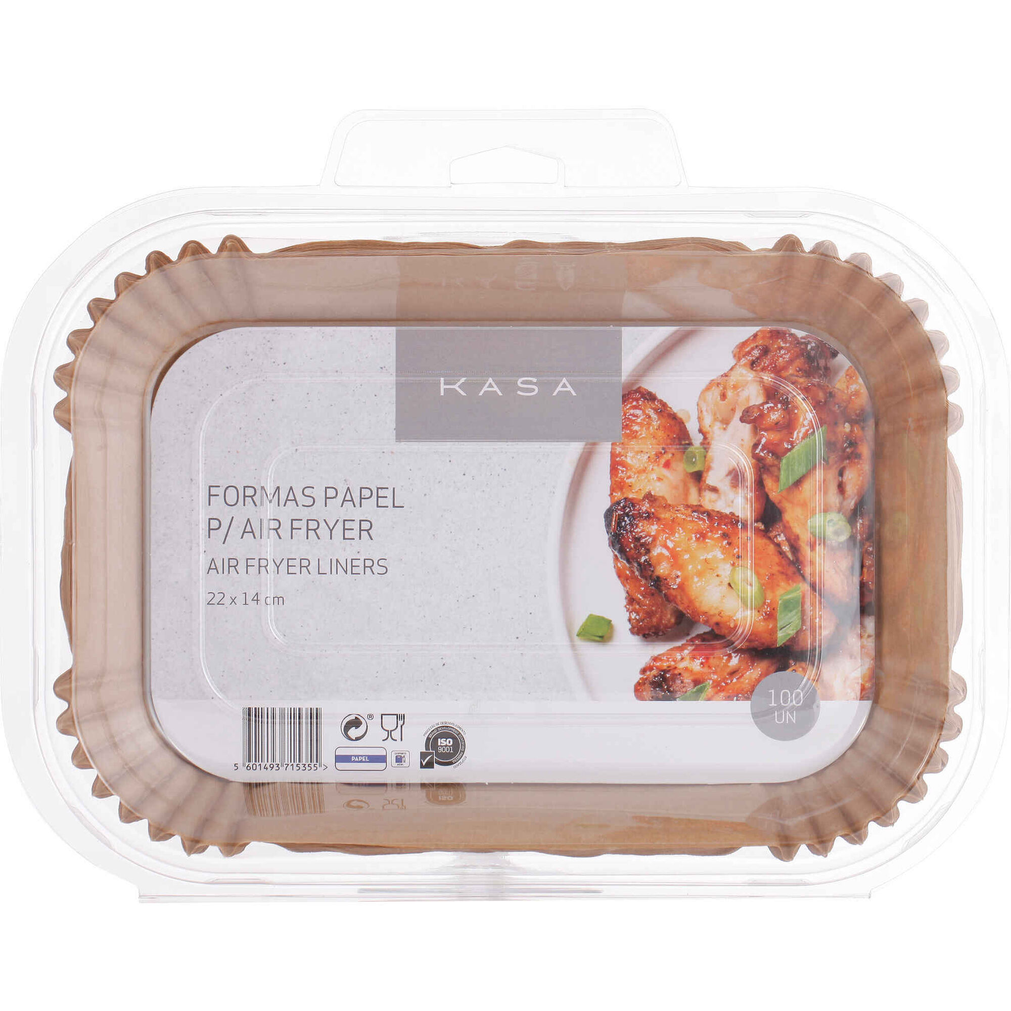 Conjunto 100 Formas Papel 22x14cm para Air Fryer