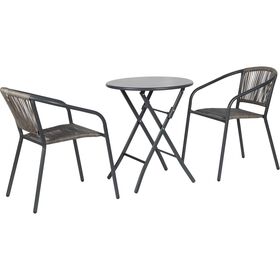 Conjunto de Refei&ccedil;&atilde;o Mesa e 2 Cadeiras Metal Porto Santo Kasa