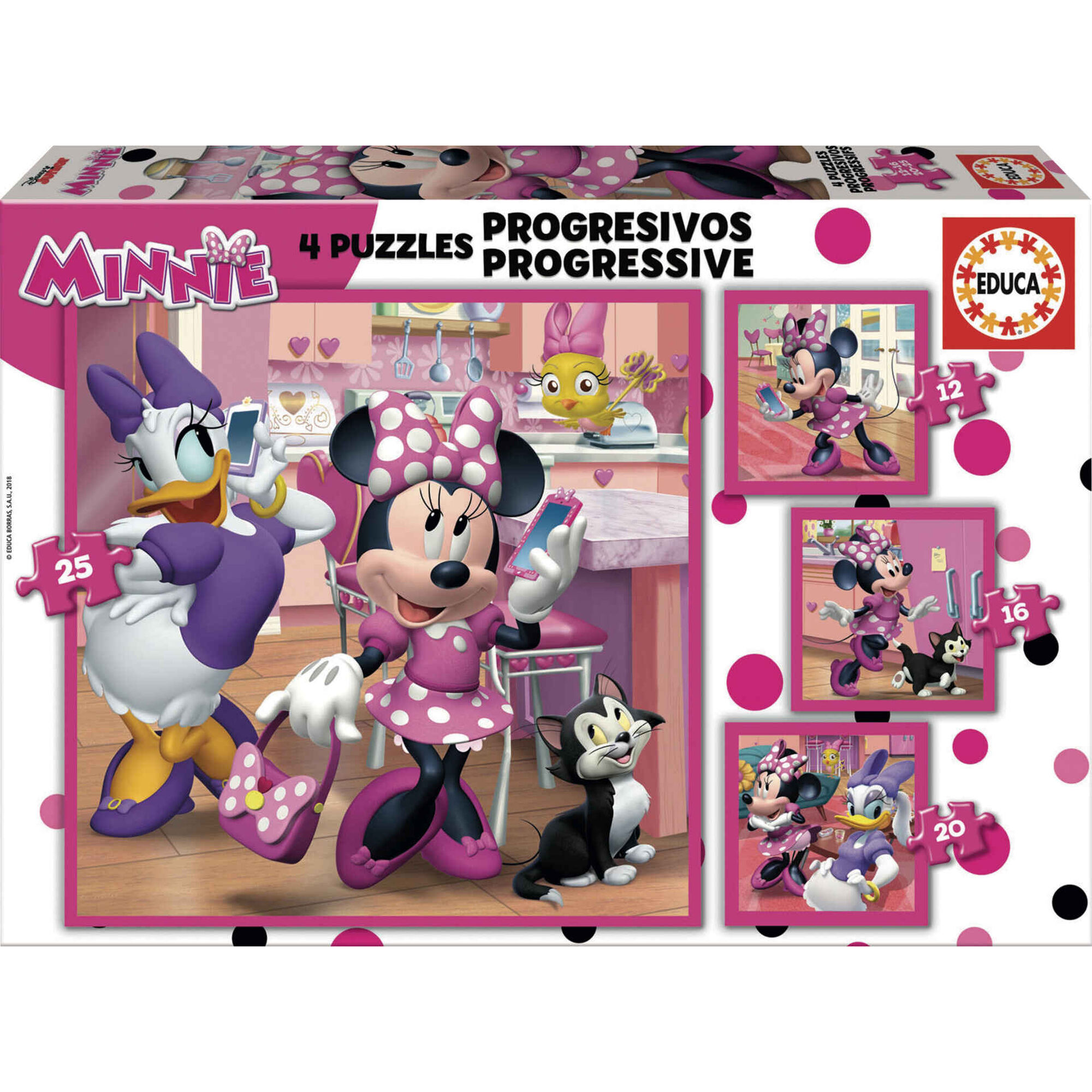 4 Puzzles Progressivos Disney 12 a 25 Pe&ccedil;as (v&aacute;rios modelos)