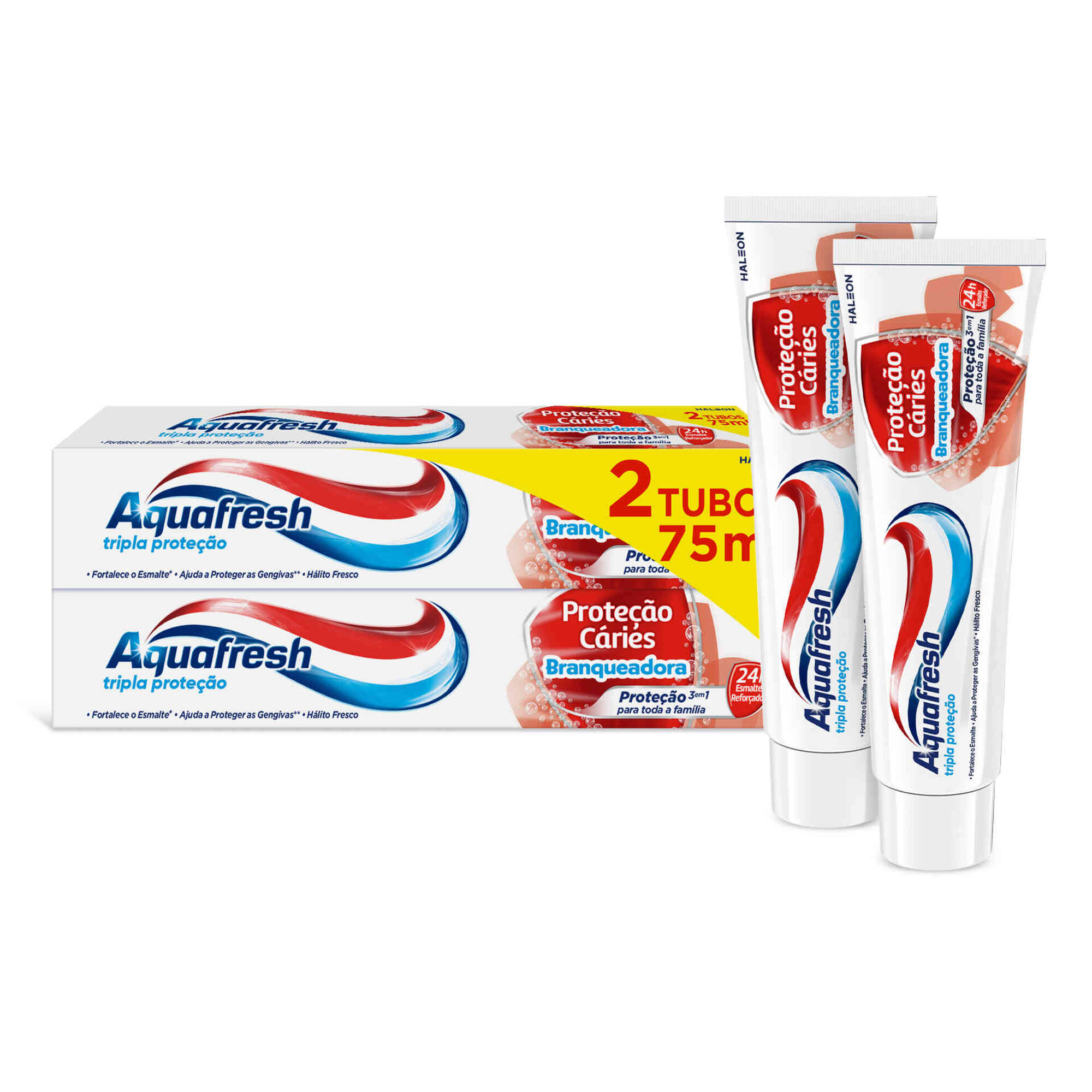 Pasta de Dentes Prote&ccedil;&atilde;o C&aacute;ries Branqueadora Aquafresh