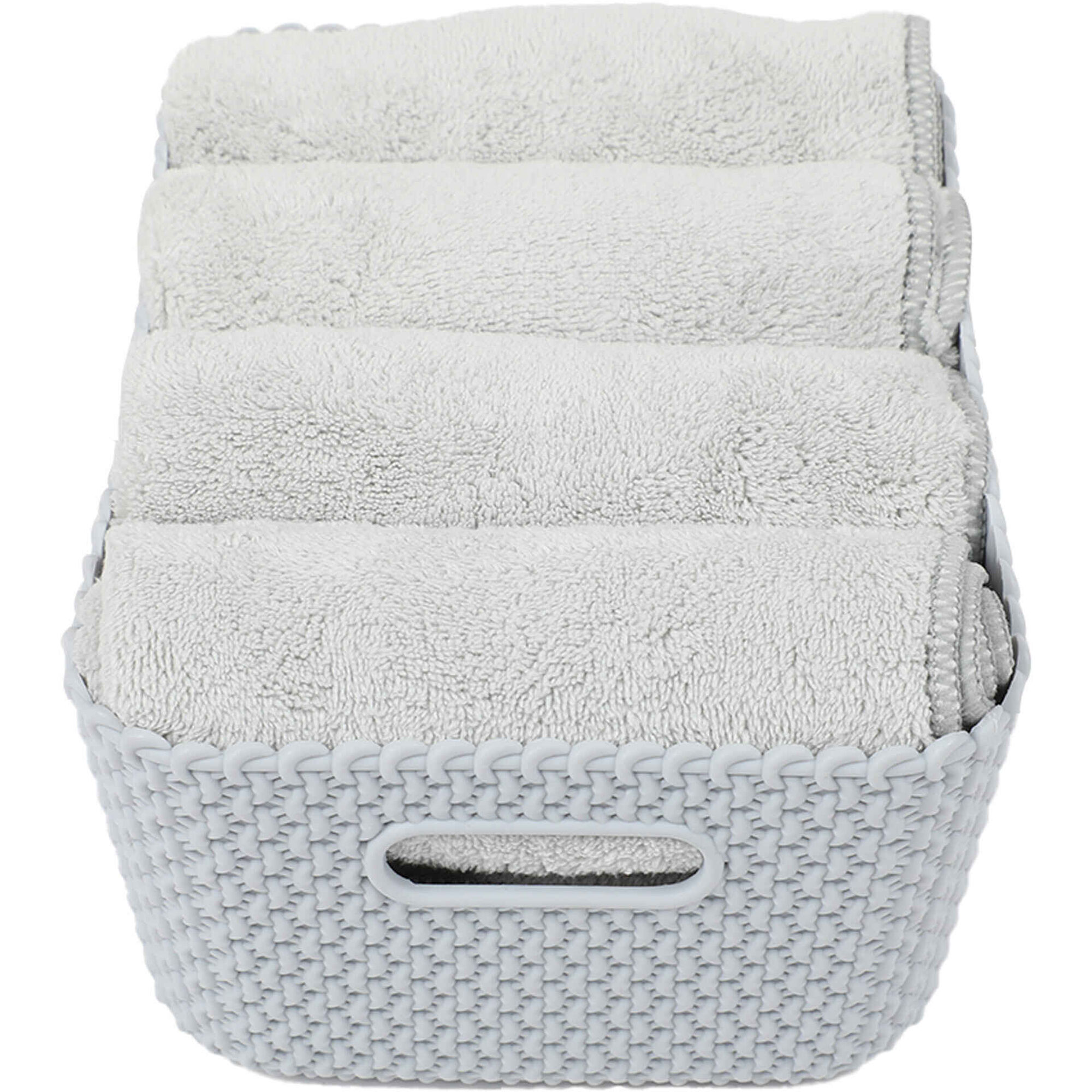 Conjunto de Cesto e 7 Toalhas de M&atilde;os Cinza