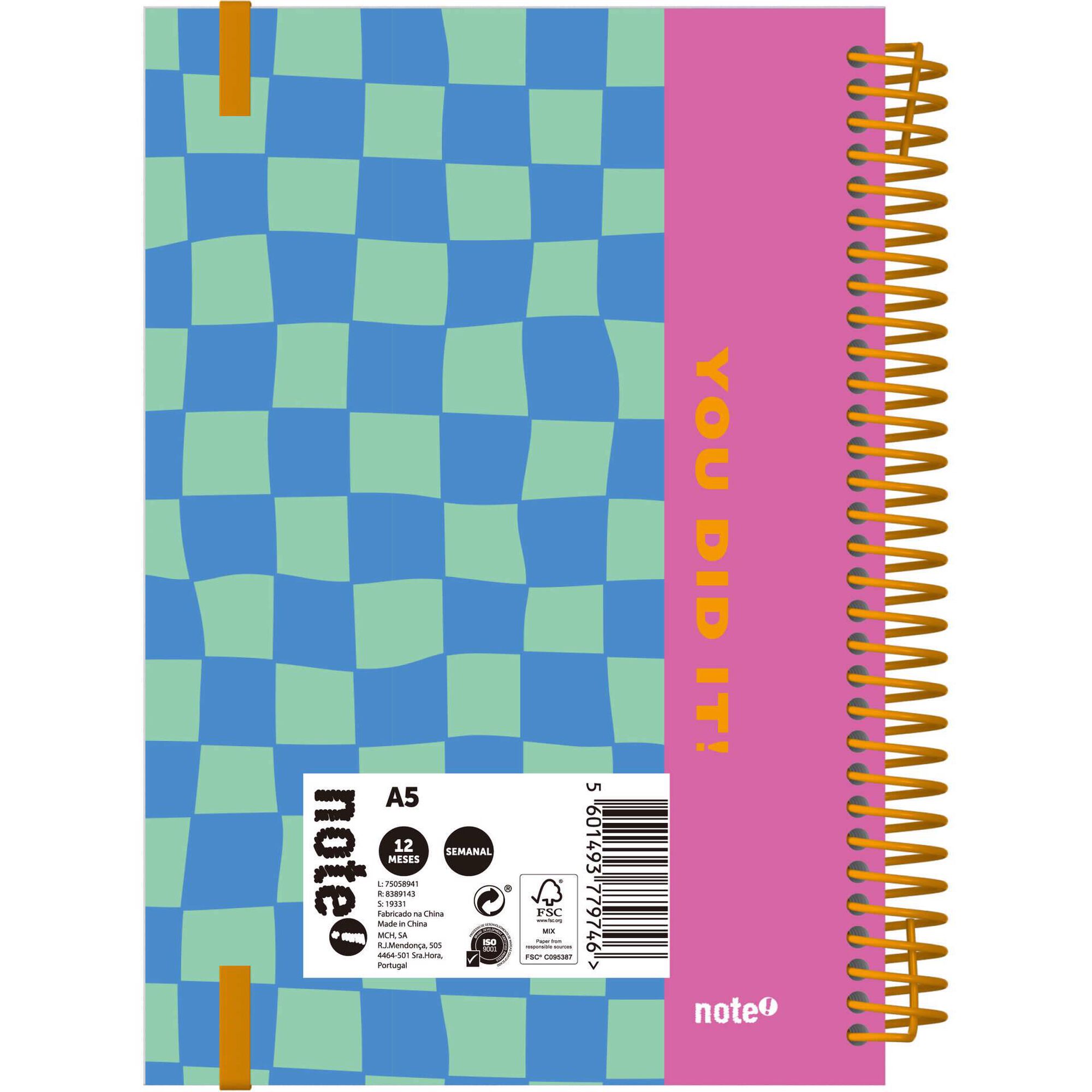 Agenda A5 2026 Espiral 12 Meses (várias cores)