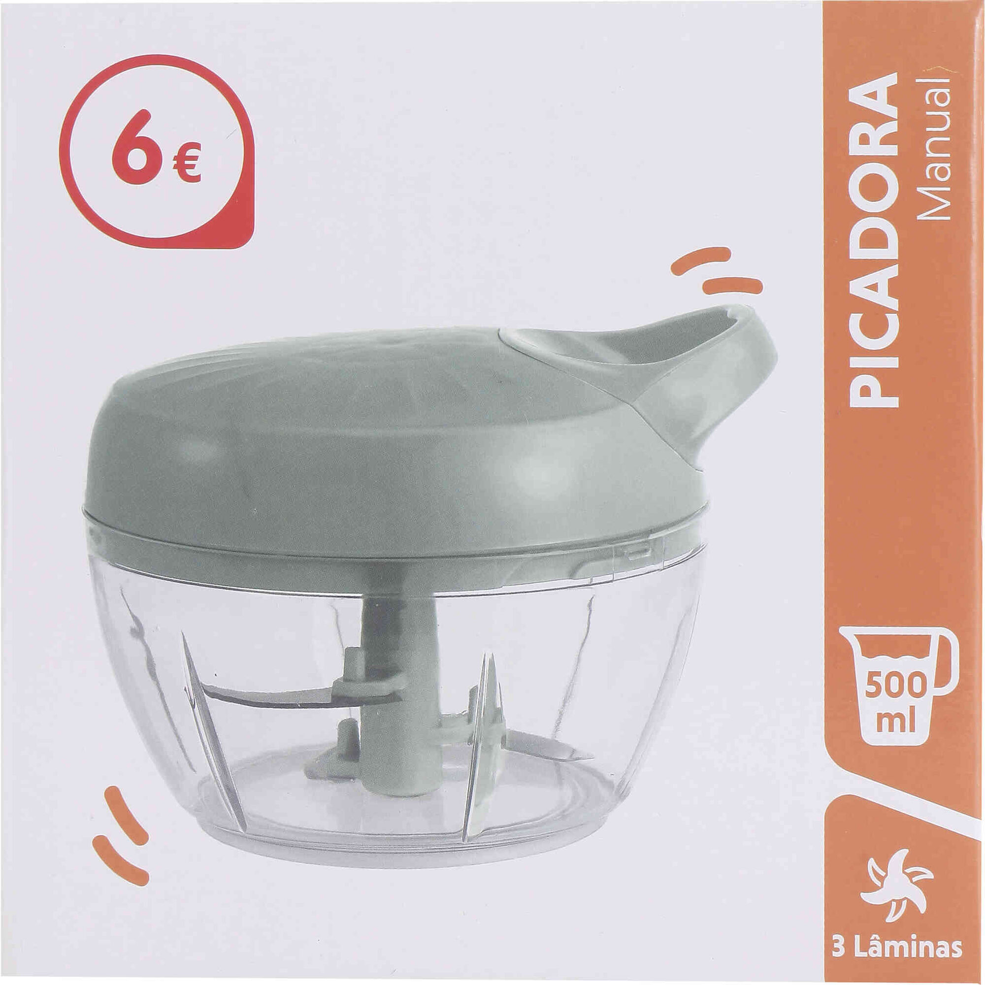 Picadora Manual 3 L&acirc;minas Spicy 500ml Bazar&atilde;o