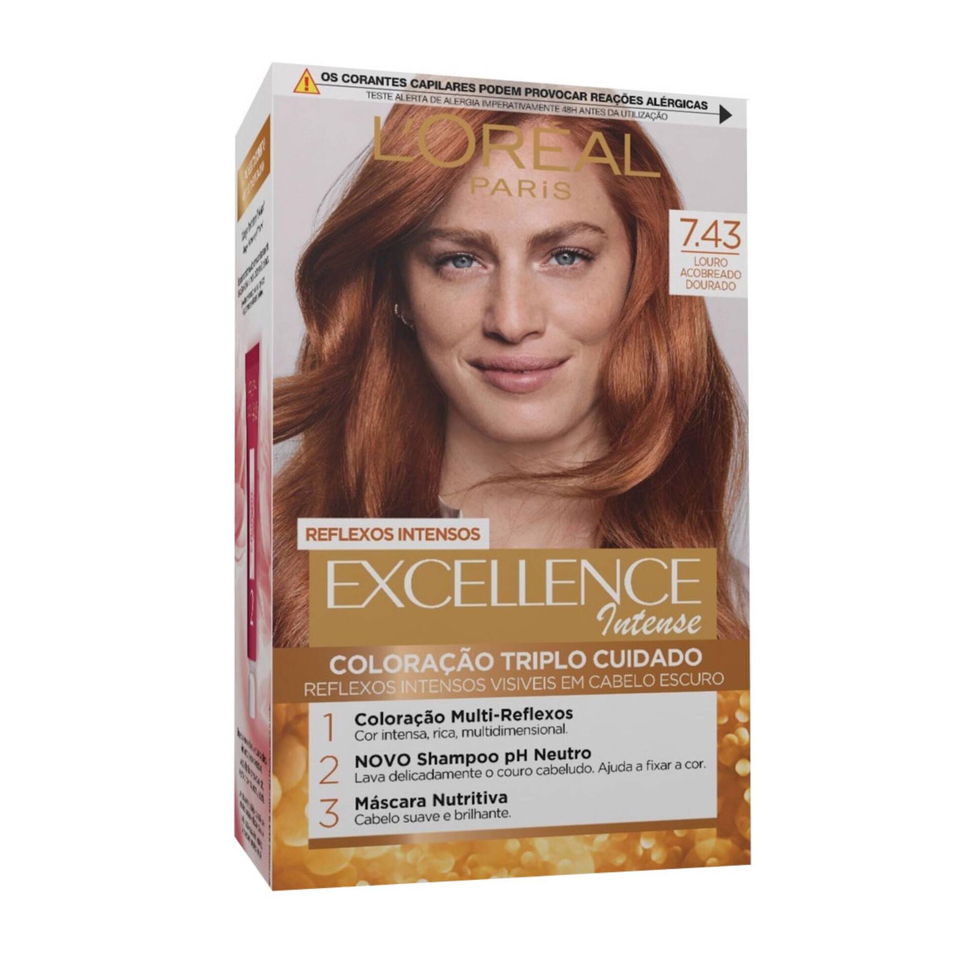 Coloração Permanente Excellence Intense Louro Acobreado Dourado 7.43
