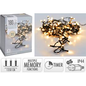 Conjunto 180 Luzes Led Branco Quente 8 Fun&ccedil;&otilde;es