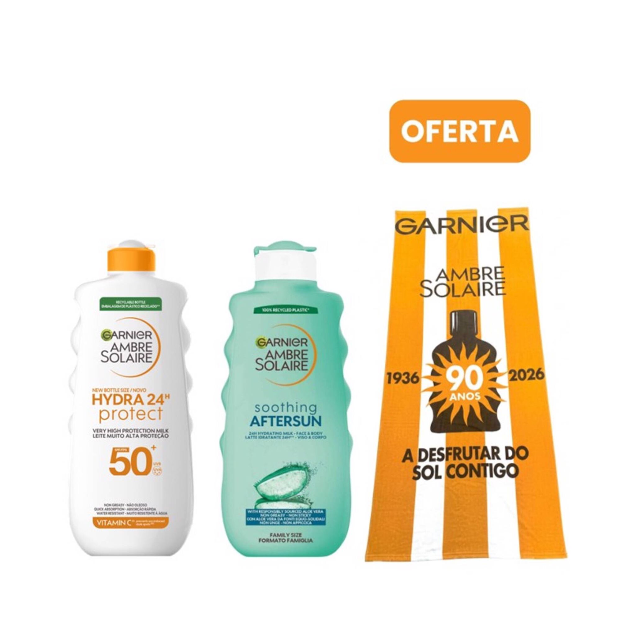 Conjunto Prote&ccedil;&atilde;o Solar Fam&iacute;lia + Oferta Toalha Garnier Ambre Solaire