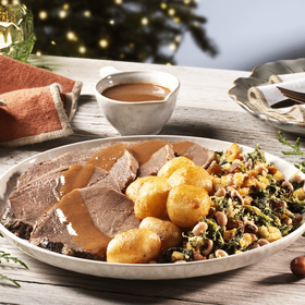 Vitela Estufada com Migas de Grelos e Batatas Assadas (Entregas para o Natal)