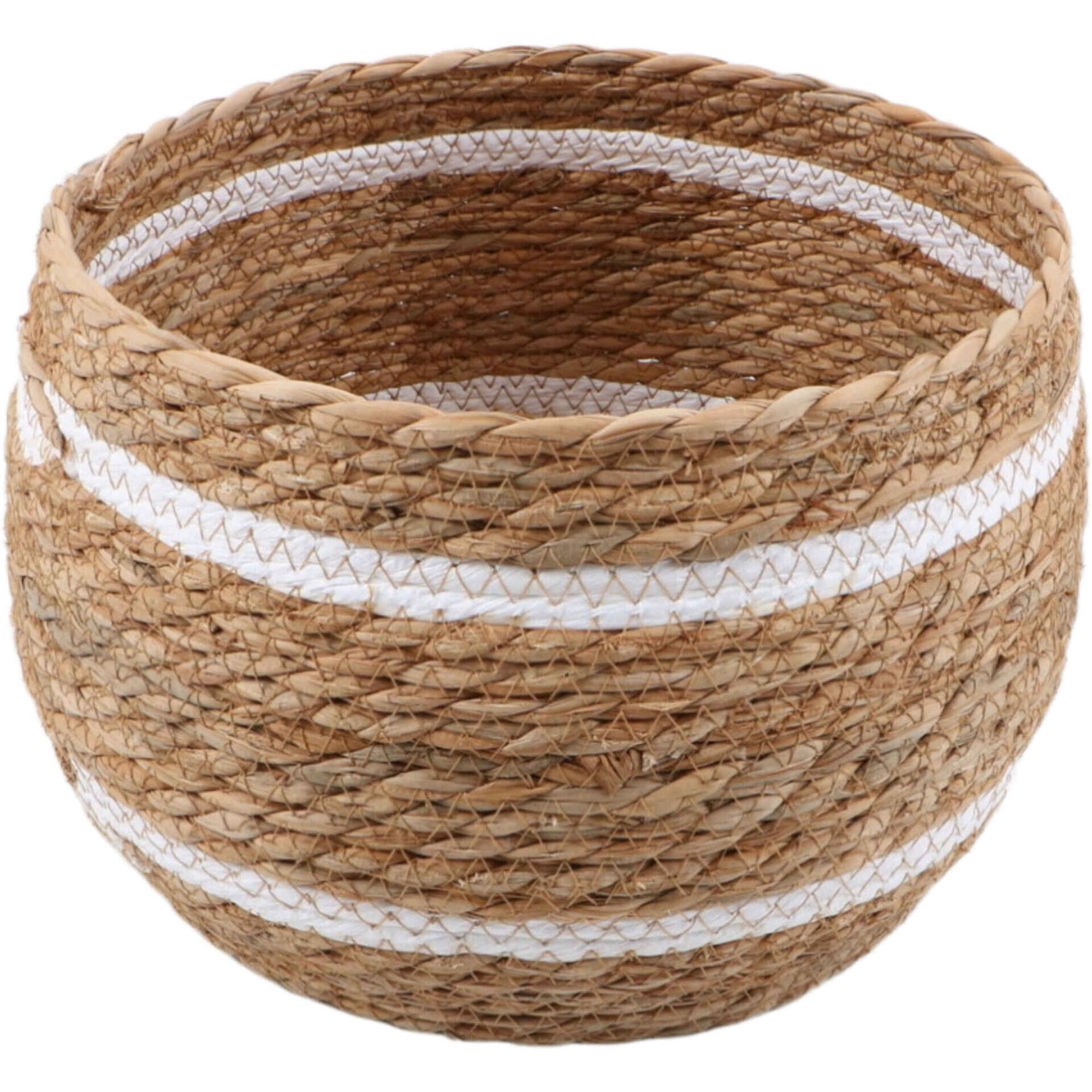 Cesto Redondo 28,5cm Risca Branca