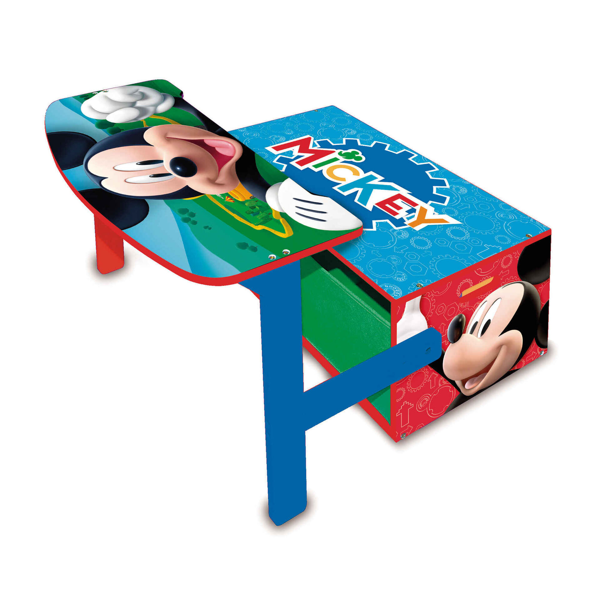 Banco, Mesa e Baú Madeira - 3 em 1 Mickey