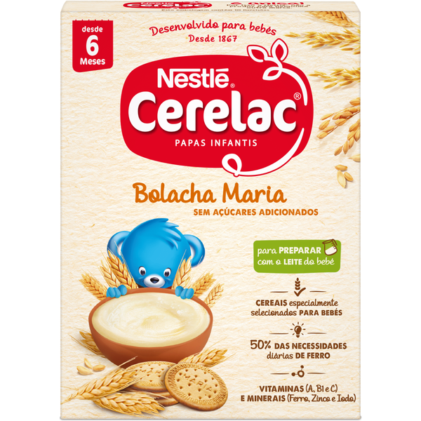 Papa Infantil Farinha Láctea Bolacha Maria +6M Cerelac