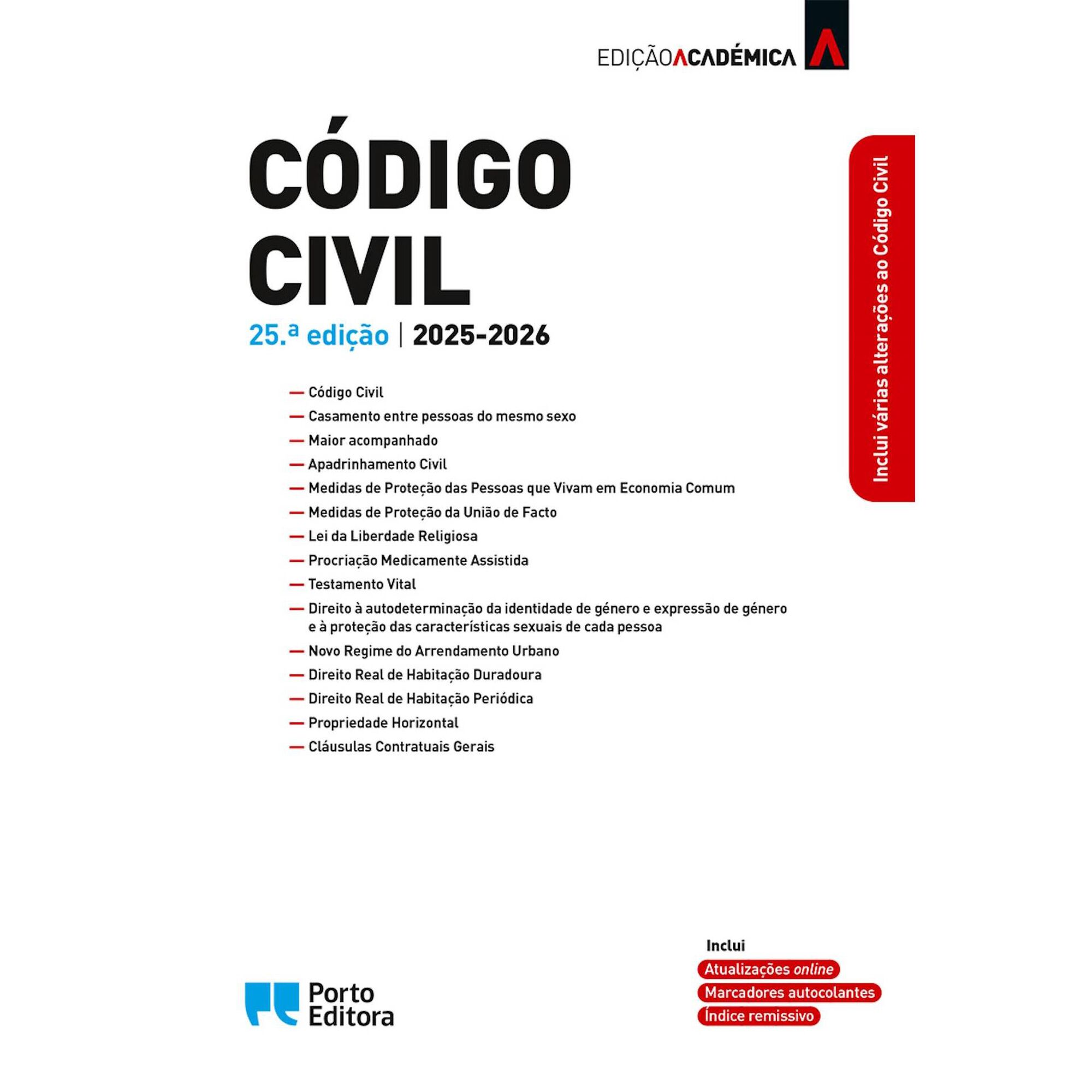 C&oacute;digo Civil - Edi&ccedil;&atilde;o Acad&eacute;mica (25&ordf; Edi&ccedil;&atilde;o) de Porto Editora