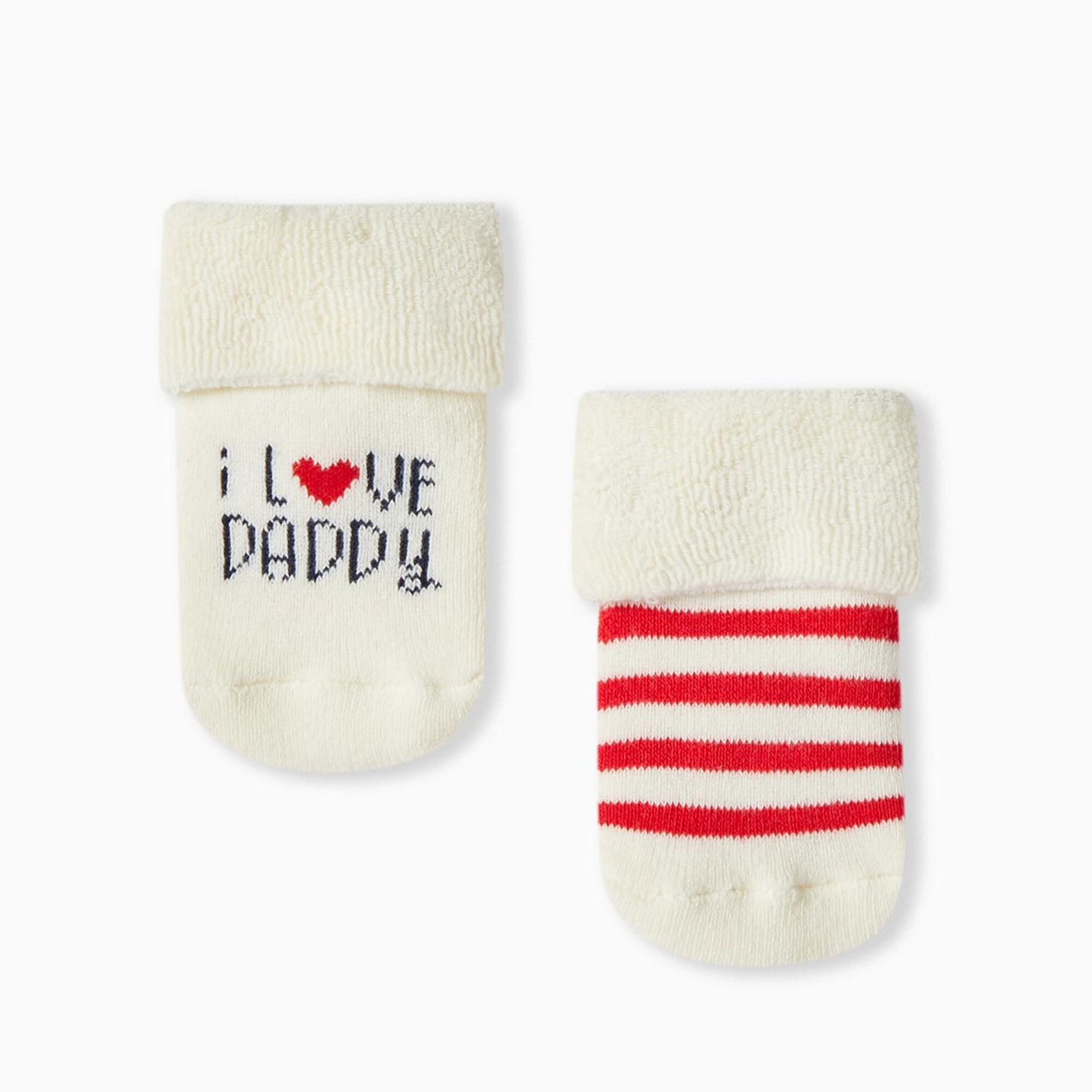 Conjunto 2 Meias Estampadas Bebé Branco e Vermelho